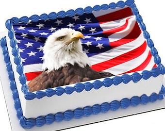 American Flag Eagle Edible Image Cake Topper