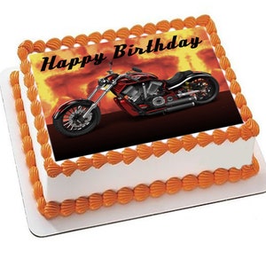 Motorcycle Biker Edible Image Cake Topper Custom Icing Sheet