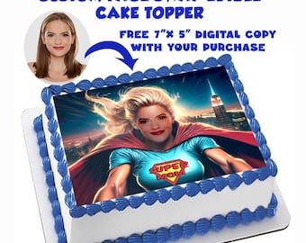 Super Mom Face Swap Edible Cake Topper