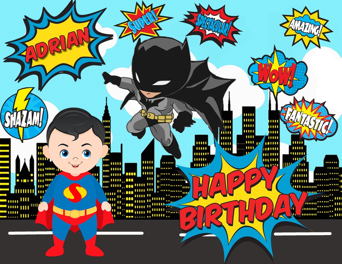 Super Hero Birthday Edible Cake Topper - Etsy