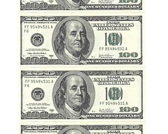 100 Dollar Bill Edible Image Cake Topper