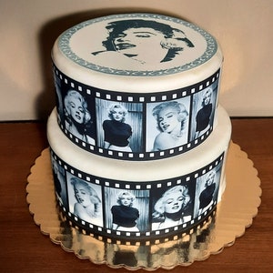 1950s 1960s Edible Film Strips Cake Topper. Personalized cake decoration. Marilyn Monroe