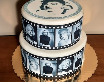 1950s 1960s Edible Film Strips Cake Topper. Personalized cake decoration. Marilyn Monroe