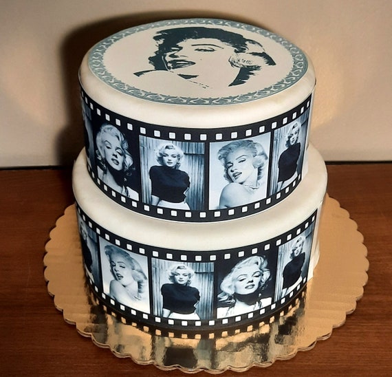 1950s 1960s Edible Film Strips Cake Topper. Personalized Cake Decoration.  Marilyn Monroe 