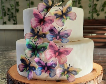 Multicolor Edible Wafer Butterflies