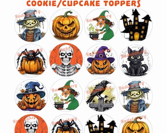 Halloween Spooky Edible Image Cookie Cupcake Toppers.