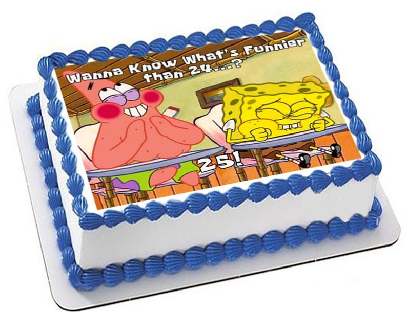 Funnier Than 24 Meme Spongie Edible Cake Topper Cake Toppers Picks Party Decor