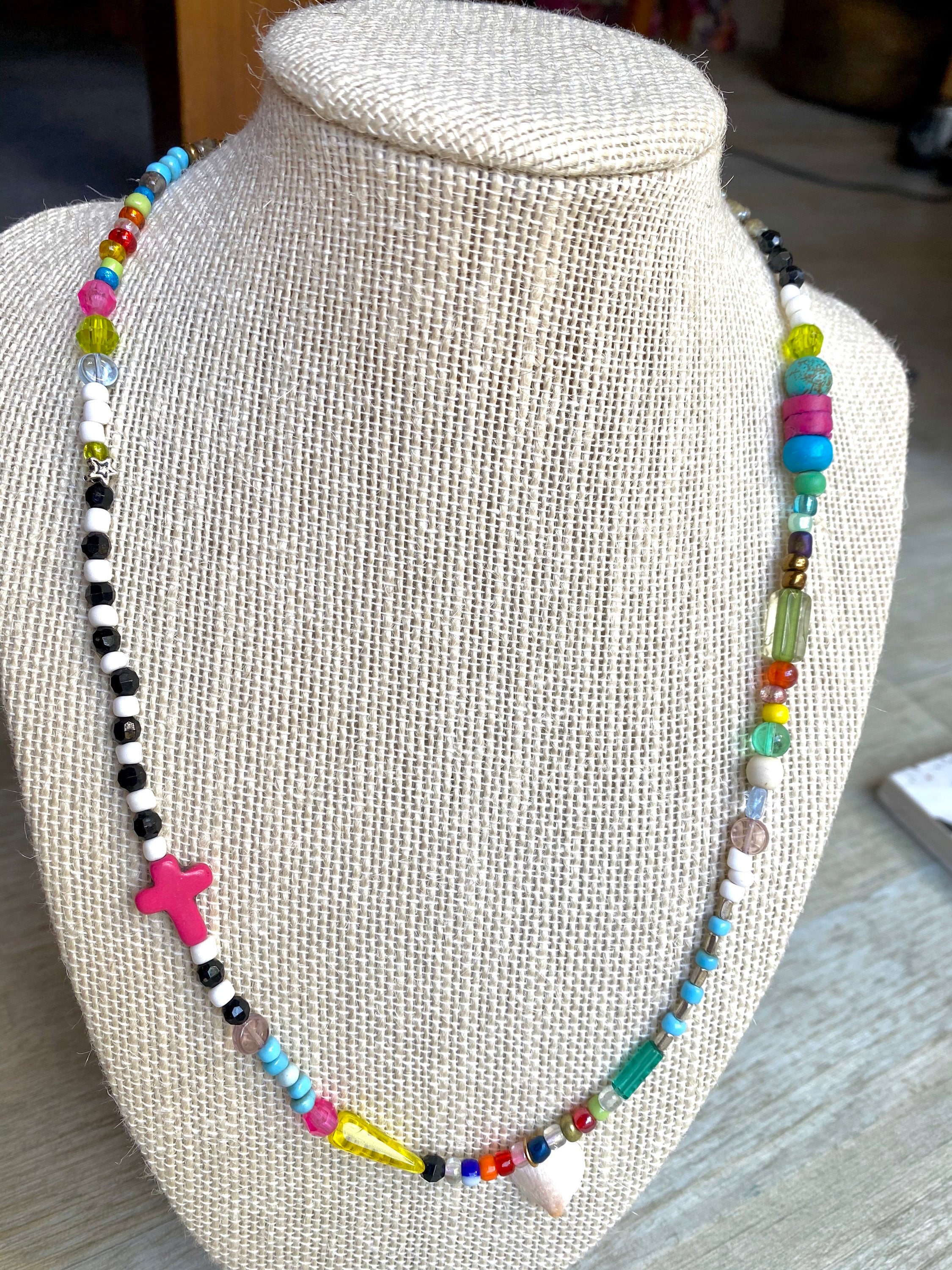 Beaded necklace / boho necklace / bohemian necklace / bright Etsy