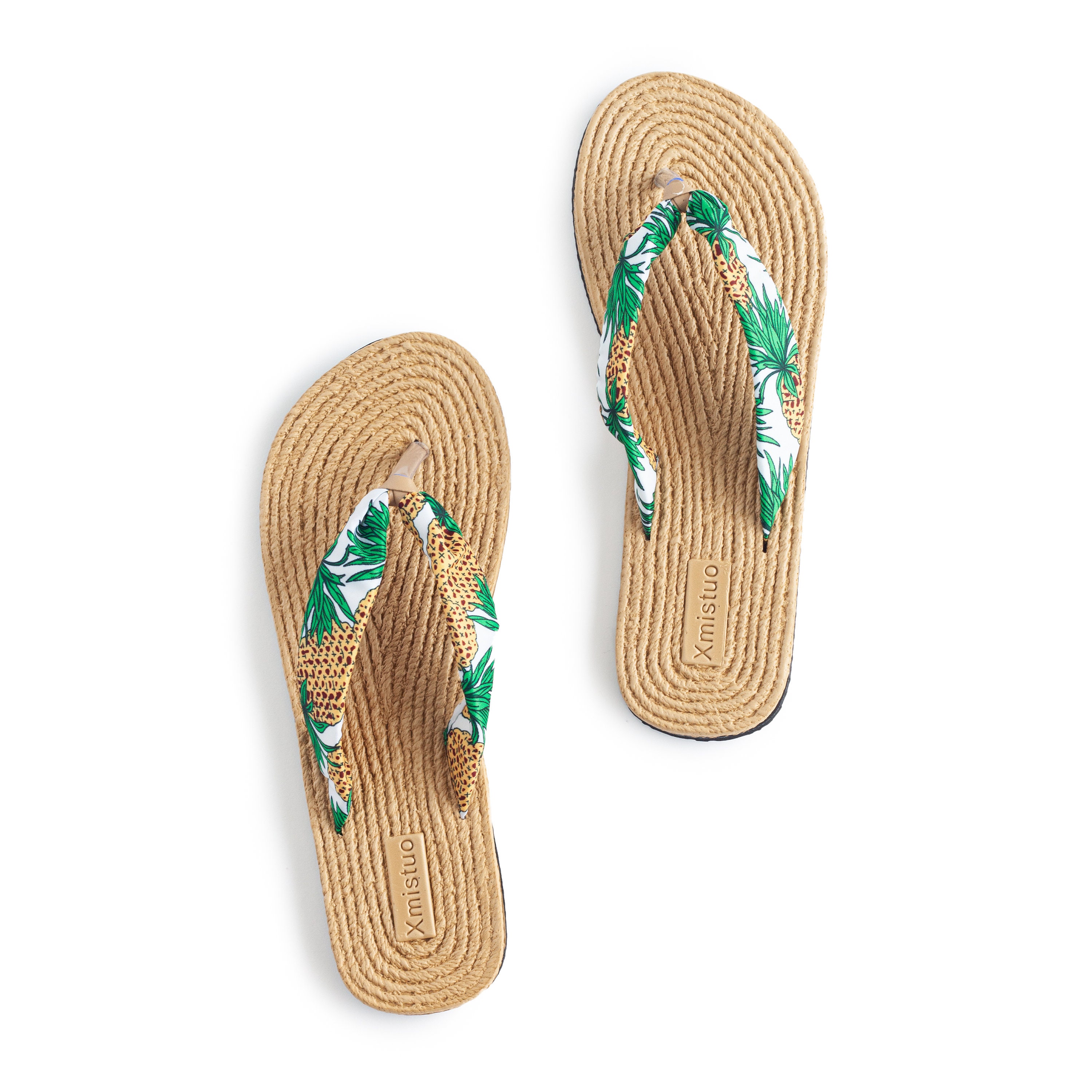 Pineapple Print Rattan Slippers Lounging Flip Flops Beach Etsy