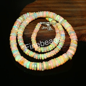 Natural Ethiopian Opal Beads: Faceted Tyre Gemstone, October Birthstone