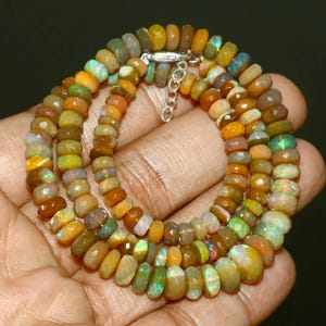 Natural Ethiopian Opal Faceted Rondelle Beads - 17 Inch Strand