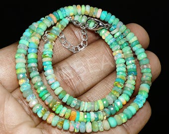 Faceted Ethiopian Opal Rondelle Beads: Natural Gemstone Strand, 4-5mm