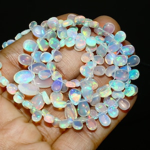 Natural Flashy Ethiopian Opal Smooth Pear Briolette, Ethiopian Opal Beads, Opal Beads, Ethiopian Opal Beads, High Quality Natural Opal Bead
