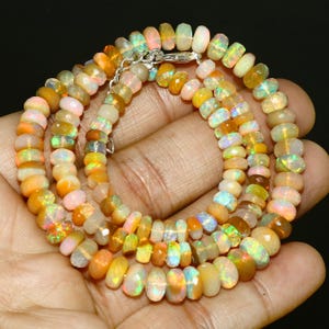 Natural Ethiopian Opal Beads: AAA Quality Faceted Rondelle Strand, 17&quot;
