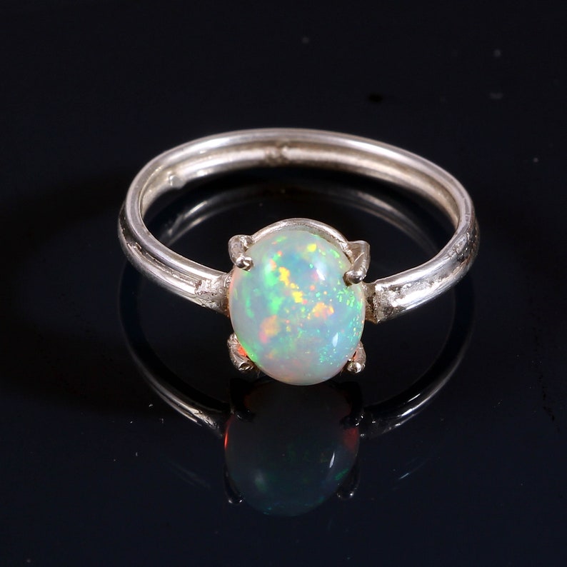 100/% Natural Ethiopian Opal Vintage Ring Stack Silver Stackable Gemstone Sterling Silver Beautiful Ring Opal Gemstone Ring Calibrated Ring