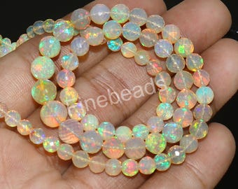 Natural Ethiopian Opal Bead Strand | Faceted Round, 17 Inch