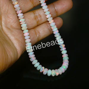 Ethiopian Opal Bead Necklace: Natural Welo Fire Opal, 17 Inch