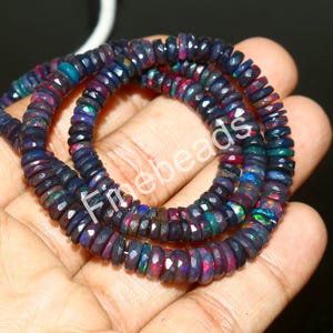 Ethiopian Opal Beads, Natural Opal, Precious Opal, October Birthstone, Ethiopian Opal Necklace, Fire Opal, Black Opal, Faceted Opal Tyre
