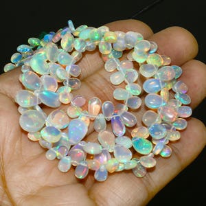 Opal Beads, Ethiopian Opal Gemstone Teardrop Smooth Beads, Ethiopian Opal Briolette Gemstone, Opal Beads For Making Jewelry