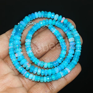 Natural Opal Beads, Faceted Opal, Fire Opal, Welo Opal, Rondelle Opal Bead Necklace, Opal Beaded Necklace, Ethiopian Opal, Gemstone Opal