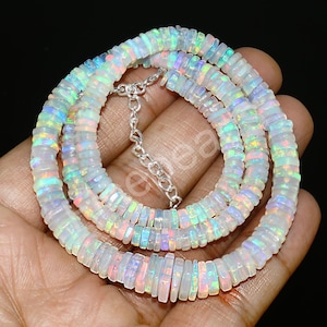 Ethiopian Opal Beaded Necklace: Faceted Welo Fire Opal, 17 Inch