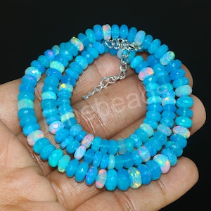 Ethiopian Opal Beads, Faceted Opal Beads, Genuine Opal Beads, Blue Opal, Precious Opal, Ethiopian Opal, Rondelle Opal, Beaded Necklace
