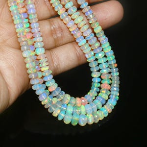 Faceted Ethiopian Opal Beads: Natural Gemstone Rondelles, 17 Inch