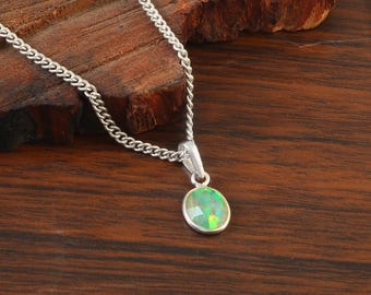 Ethiopian Opal Pendant, 925 Sterling Silver, Natural Gemstone