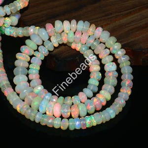 Natural Ethiopian Opal Faceted Rondelle Beads, 5-8 MM Opal Rondelle Beads, Ethiopian Opal beads, Ethiopian Opal beaded Necklace Jewelry