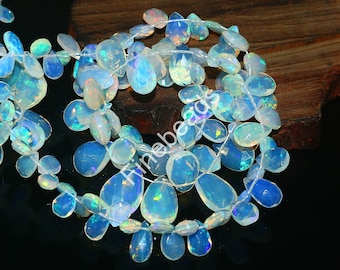Natural Ethiopian Opal Beads, Briolette Cut, 17 Inch Strand