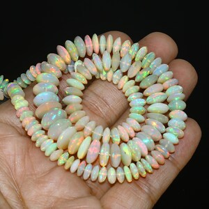 Natural Ethiopian Opal Beads, Fancy Shape, Multi-Color, 96.9 Carats, 17 Inch Strand