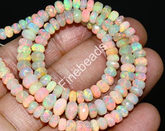 オパールビーズネックレス エチオピア産オパールビーズネックレス：天然石、マルチカラー