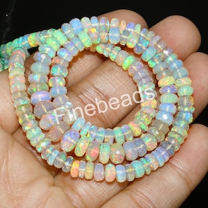 AAA Faceted Ethiopian Opal Rondelle Beads, Natural opal Beads, Unique Beads, Grade AAA Opal Beads, AAA Grade Opal Beads, Opal Rondelles