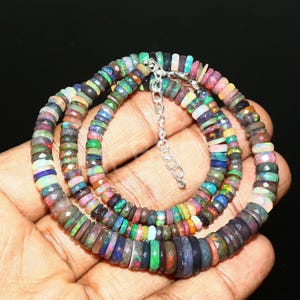 Ethiopian Opal Tyre Beads: Faceted Rondelle, 17 Inch Strand
