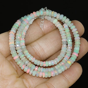 Natural Ethiopian Opal Beads: Faceted Rondelle Gemstone, 17 Inch