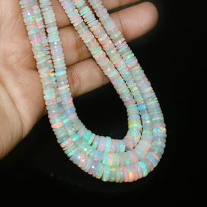 Faceted Welo Opal Beads: Ethiopian Rondelle Gemstone Necklace