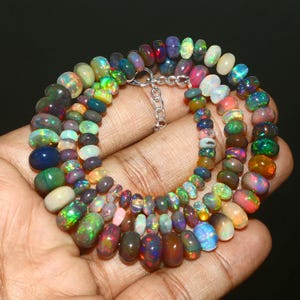 Natural Ethiopian Opal Rondelle Beads: Multi-Color Gemstone Strand