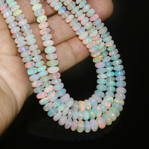 Faceted Ethiopian Opal Beads: Natural White Gemstone Rondelles, 17 Inch