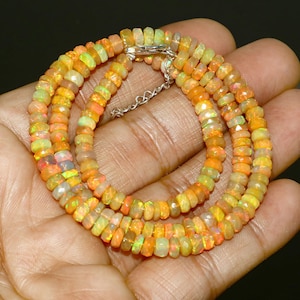 Ethiopian Opal Faceted Rondelle Beads: Natural Multi-Color Gemstone Strand