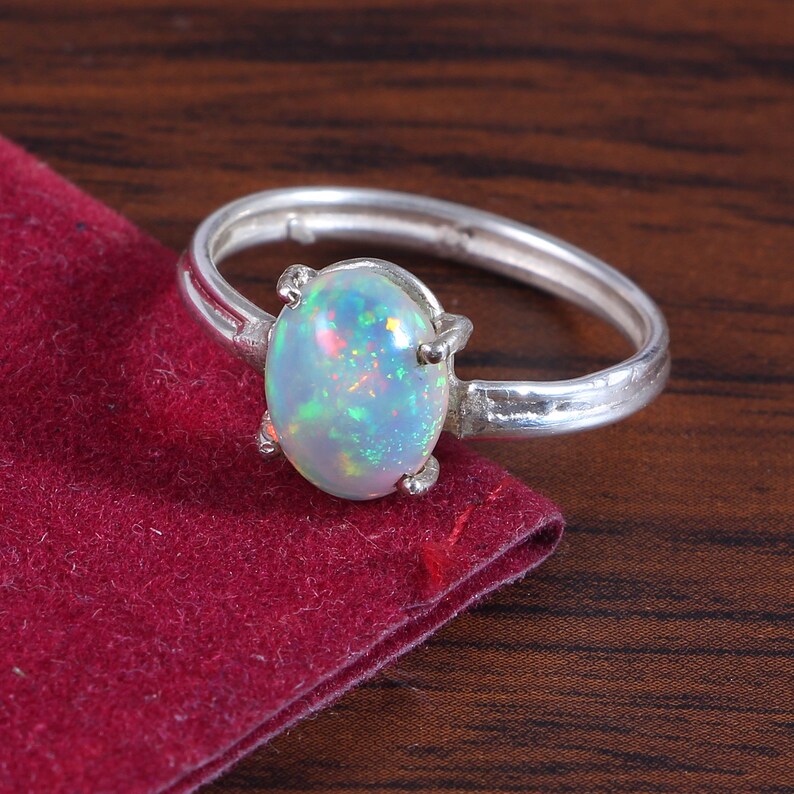 100/% Natural Ethiopian Opal Vintage Ring Stack Silver Stackable Gemstone Sterling Silver Beautiful Ring Opal Gemstone Ring Calibrated Ring