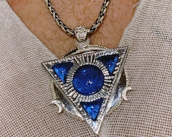 Arcturian Soul Purpose Amulate and light body activator/ frequency tool sterling silver, and 24 inch 4mm all white gold plated (rhodium)
