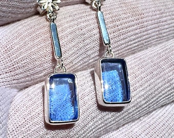 Siberian Blue Crystal Earrings: Sterling Silver, Shamanic Jewelry