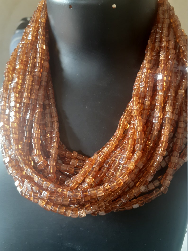 Use for Jewelry making Beaded 8 20cm Strand 4mm Natural Hessonite Garnet Plain Cubes