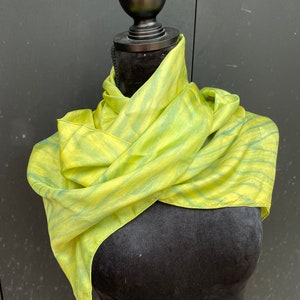Silk Scarf Hand-dyed Shibori Style Green Mothers Day