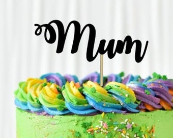 Mum Glitter Card Cake Topper Mothers Day Decoration Gift Birthday