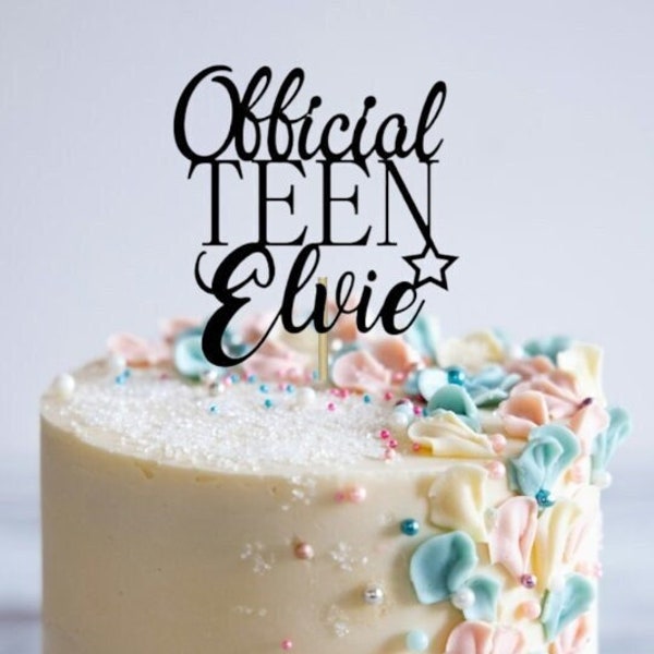 Official Teen Glitter Card Cake Topper, Teenager Birthday Gift Celebration Milestone Decorations