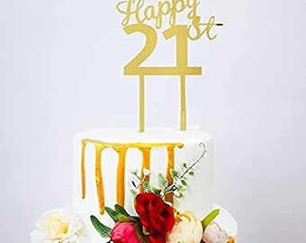 Happy 21st cake topper, Cake topper, 21st Birthday cake topper, 21, 21st topper, Happy 21 topper, Cake toppers, Happy 21st cake decorations