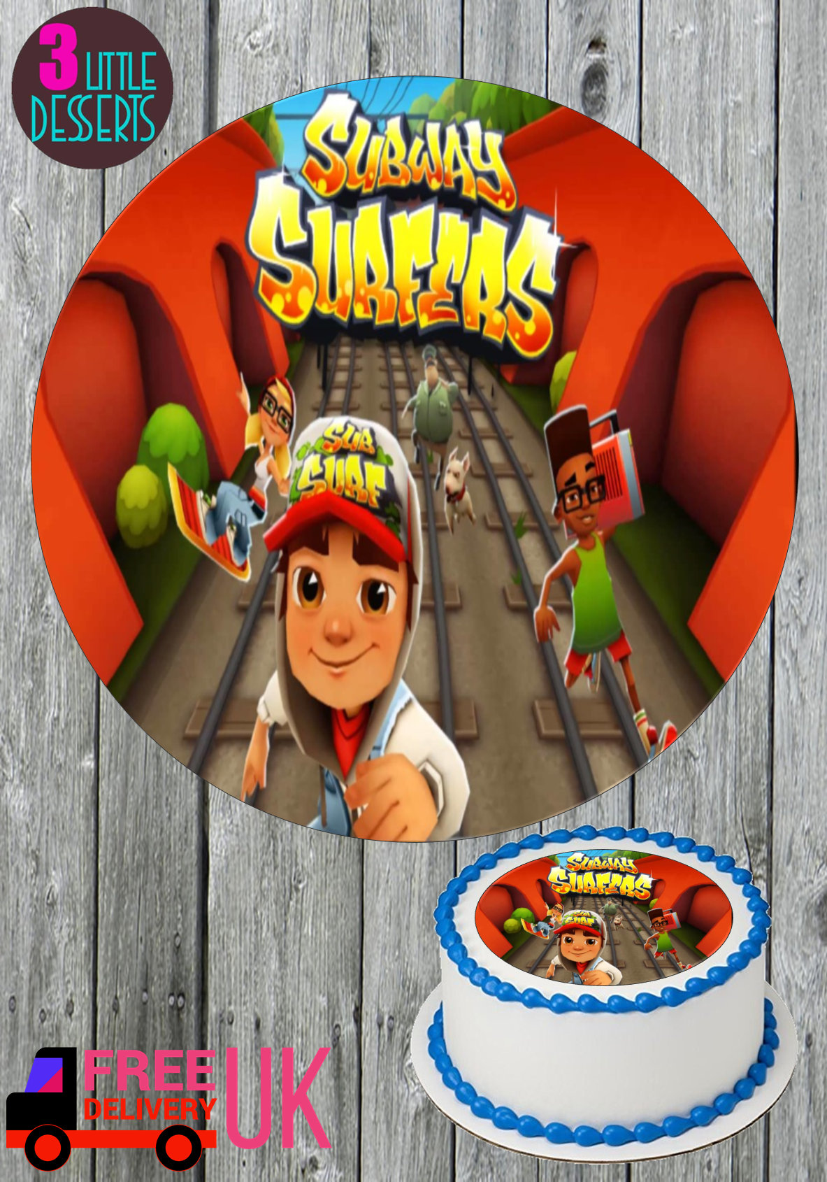 DISNEY CARS PARTY 7.5/" PERSONALISED ROUND EDIBLE ICING CAKE TOPPER