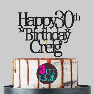 30 Birthday cake topper, 30th birthday, Custom cake topper, Happy Birthday topper, Personalized cake topper, Birthday cake topper, Party