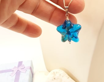 starfish pendant in murano glass, lampwork starfish